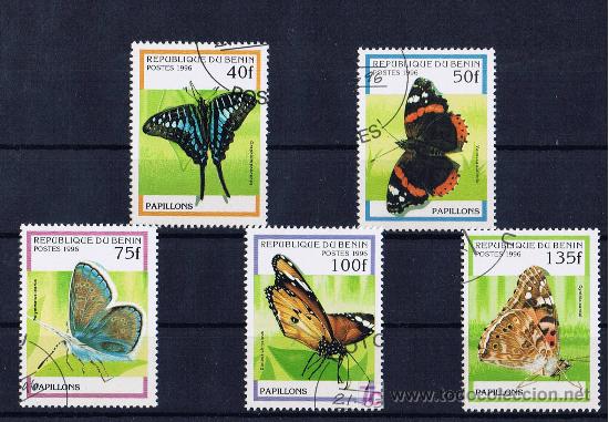Briefmarken: Mariposas serie de Republica de Benin precanceladas