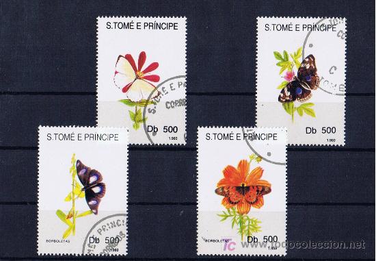Briefmarken: Mariposas serie de Sto Tome i Puerto Principe precancelados