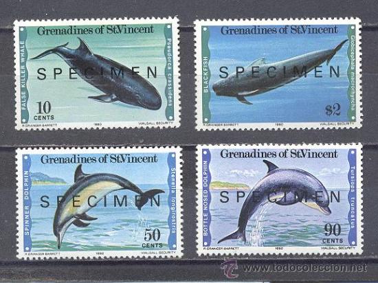 Sellos: GRENADINES OF ST. VINCENT, PECES, SELLOS NUEVOS CON GOMA