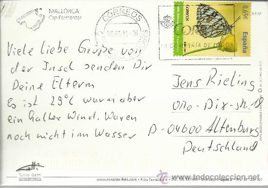 Briefmarken: TP MALLORCA CON SELLO MARIPOSA FAUNA INSECTO