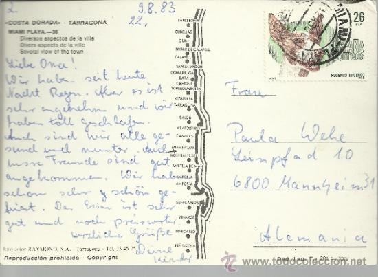 Briefmarken: TP MIAMI PLAYA TARRAGONA CON SELLO PERRO PODENCO