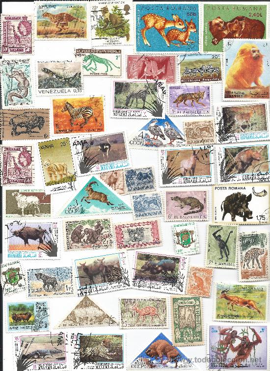 Sellos: 3704- 50 SELLOS DIFERENTES MUNDIALES TEMA: FAUNA