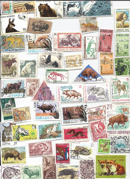 Timbres: 3705- 50 SELLOS DIFERENTES MUNDIALES TEMA: FAUNA