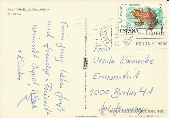Timbres: PAGUERA BALEARES TP CON SELLO RANA ROJA ANFIBIO FAUNA