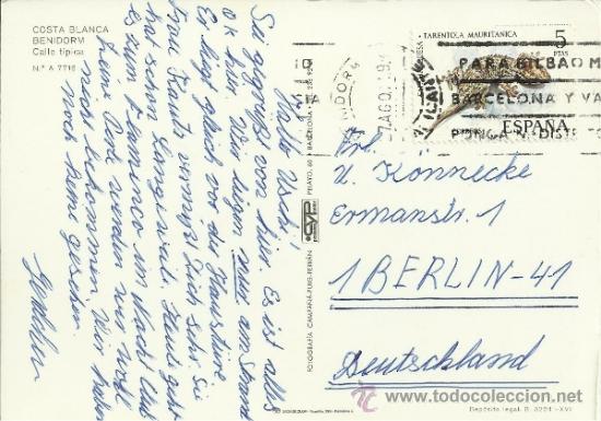 Timbres: BENIDORM TP CON SELLO SALAMANQUESA ANFIBIO FAUNA
