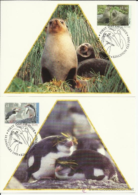 Sellos: ANTARTIDA AUSTRALIANA FAUNA AVES PING&Uuml;INO FOCA PAJARO EN 3 TARJETAS ENTERO POSTALES POLO SUR