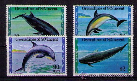 Sellos: SAiNT VINCENT GRANADINES - BALLENAS Y DELFINES - YVERT 175-178**