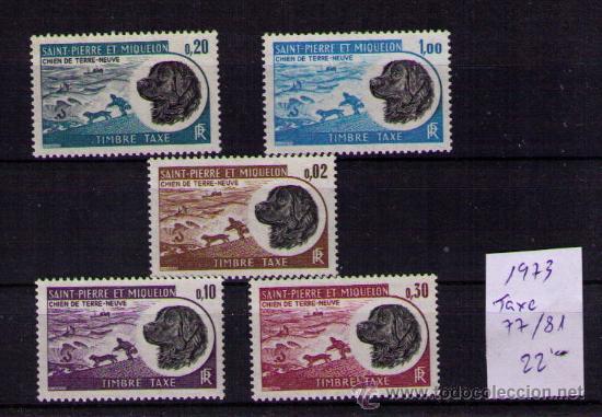 Sellos: SANT PIERRE ET MIQUELON 1973 - FAUNA -  PERROS - YVERT Taxe 77-81