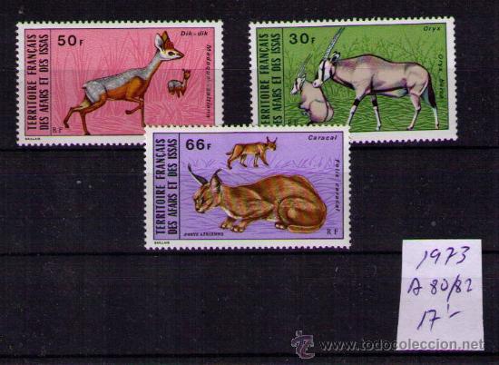 Selos: AFARS ET ISSAS 1973 - FAUNA - MAMIFEROS - YVERT aereos 80-82