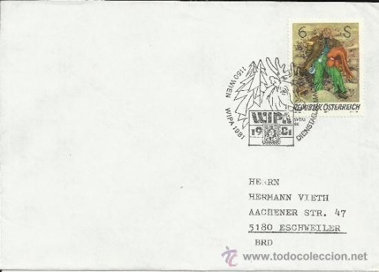 Sellos: AUSTRIA CC MAT WIPA 1981 WIEN FAUNA CIERVO MONTA&Ntilde;A CAZA