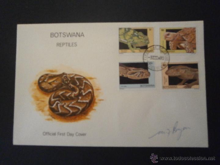 Selos: FDC,SOBRE PRIMER DIA DE EMISI&Oacute;N 1980,BOTSWANA-REPTILES-ANIMALES