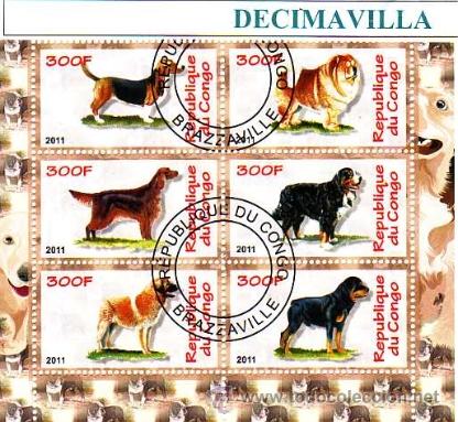 Sellos: FAUNA, PERROS, CONGO, 2011, L185, HOJA-BLOQUE USADA - Foto 1