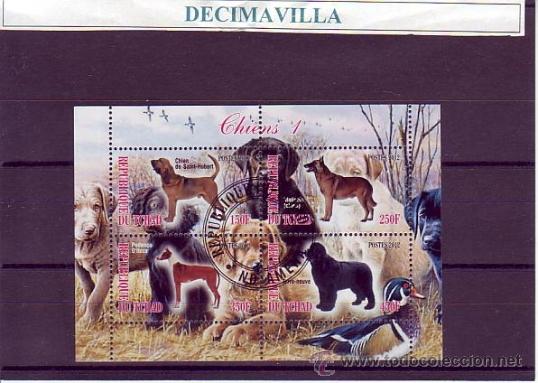 Sellos: FAUNA, PERROS, TCHAD, 2012, L345, HOJA-BLOQUE USADA - Foto 1