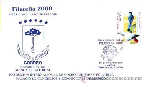 Selos: Rep Guinea. SPD Filatelia 2000, con sello 157 Aves:Corythaeola y Psithacus. Matasello: 14-17 diciemb