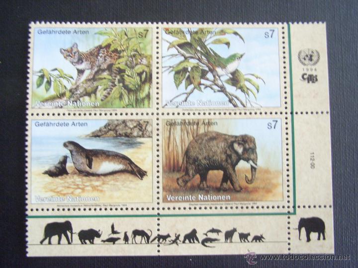 Briefmarken: NACIONES UNIDAS VIENA, N&ordm; YVERT 182/5*** A&Ntilde;O 1994. ANIMALES EN PELIGRO DE EXTINCION