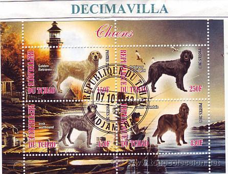 Sellos: FAUNA, PERROS, TCHAD, 2013, L547, HOJA-BLOQUE USADA - Foto 1
