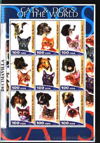 Sellos: BENIN, PERROS, GATOS, 2003, 6 VAL. - Foto 1
