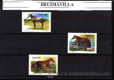 Sellos: BRASIL, 1985, 1719/21, CABALLOS - Foto 1