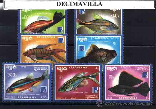 Sellos: CAMBOYA, PECES, 1988, 816/22 - Foto 1