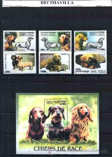 Sellos: CAMBOYA, PERROS, 2000, 1765/70 + HB 171 - Foto 1