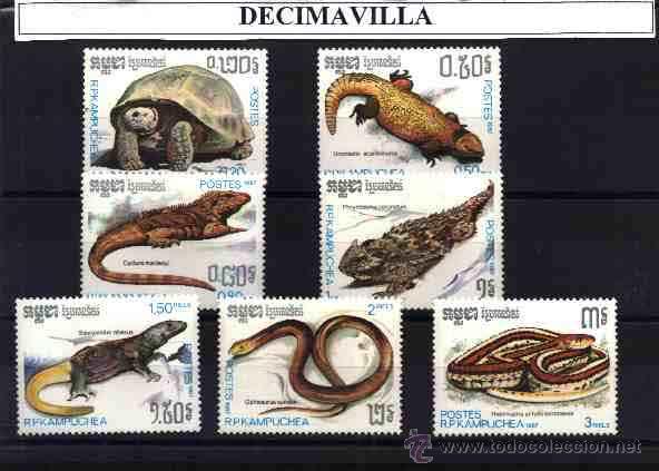 Sellos: CAMBOYA, REPTILES, 1987, 751/57 - Foto 1
