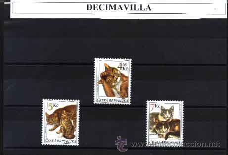 Sellos: CHECA, REP., 1999, 199/201, GATOS - Foto 1