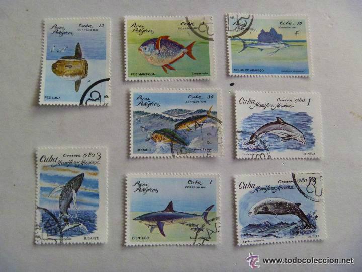 Sellos: LOTE DE 8 SELLOS DE CUBA : PECES.. - Foto 1