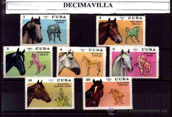 Sellos: CUBA, 1972, 1586/92, CABALLOS - Foto 1