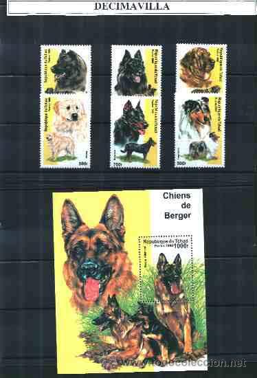 Sellos: TCHAD, PERROS, 1999, SERIE + HOJA-BLOQUE - Foto 1