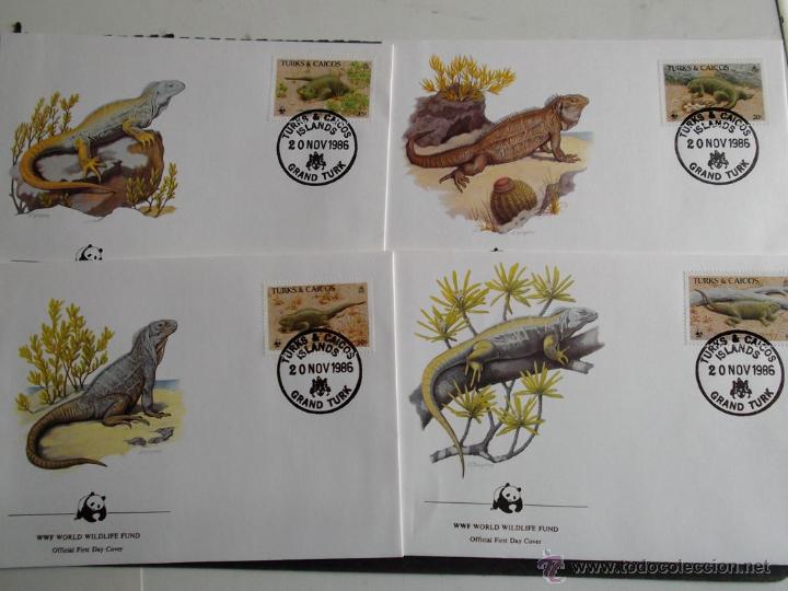 Briefmarken: WWF. Turks Caicos. SPD 758/61 Iguana de tierra (Cyclura carinata carinata). 1986.
