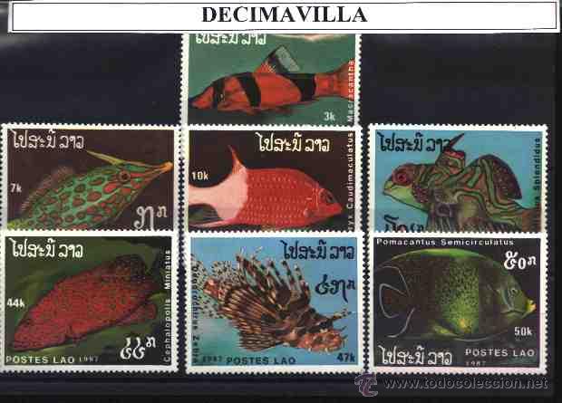 Sellos: LAOS, PECES, 1987, 817/23 - Foto 1