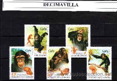 Sellos: CUBA, 1998, 3713/17, CHIMPANCE - Foto 1