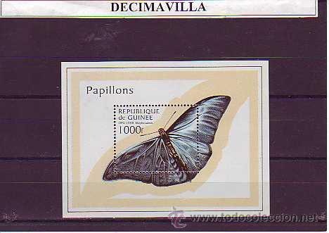 Sellos: GUINEA, MARIPOSAS, 1998, HOJA-BLOQUE. - Foto 1