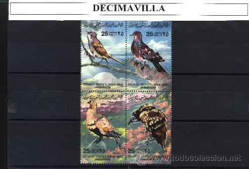 Sellos: LIBIA, 4 VALORES, AVES - Foto 1