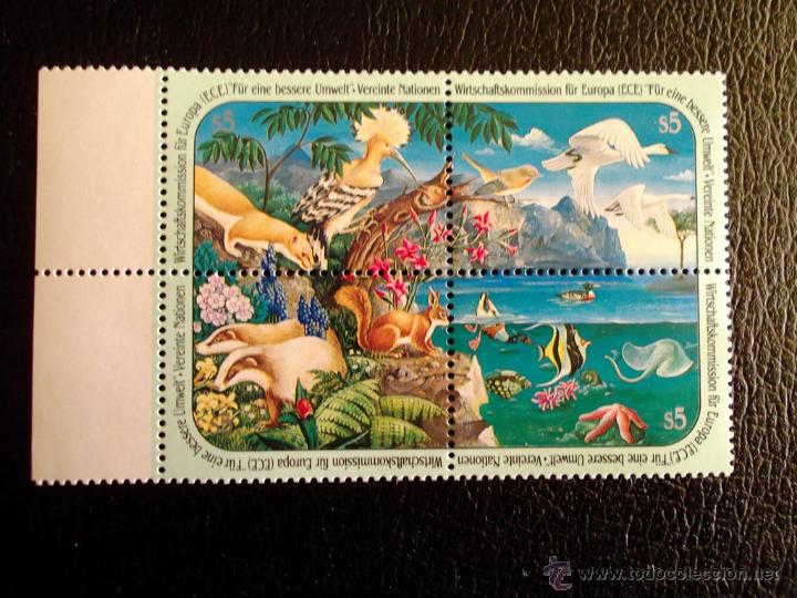 Briefmarken: Naciones Unidas (Viena). 118/21 Por un entorno mejorable: Abubilla, ardilla, patos, peces, gardu&ntilde;a**