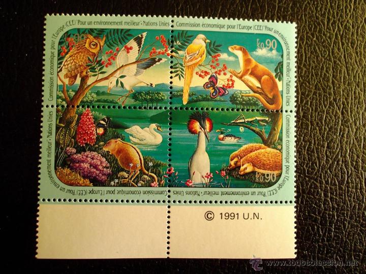 Briefmarken: Naciones Unidas (Ginebra). 202/05 Por un entorno mejorable: Cuc&uacute;, cisne, gaviota, c&aacute;rabo, jerbo, som