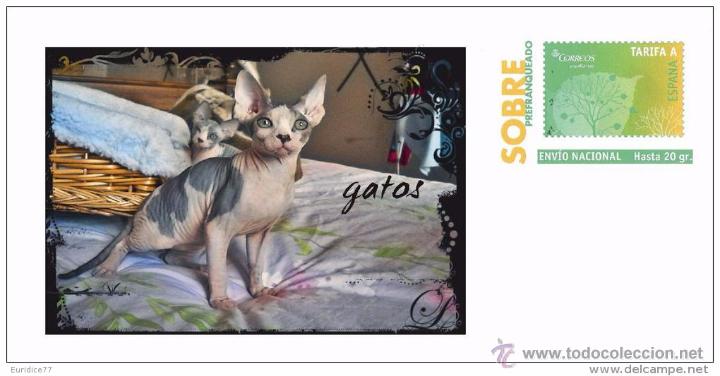 Sellos: SOBRE PREFRANQUEADO DE ESPA&Ntilde;A TEMATICA GATOS - Foto 5