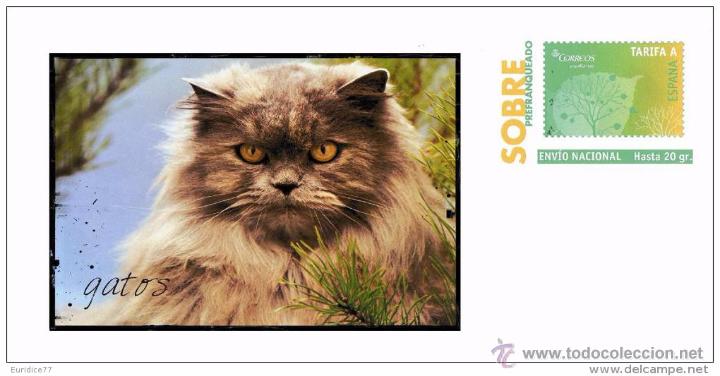 Sellos: SOBRE PREFRANQUEADO DE ESPA&Ntilde;A TEMATICA GATOS - Foto 6
