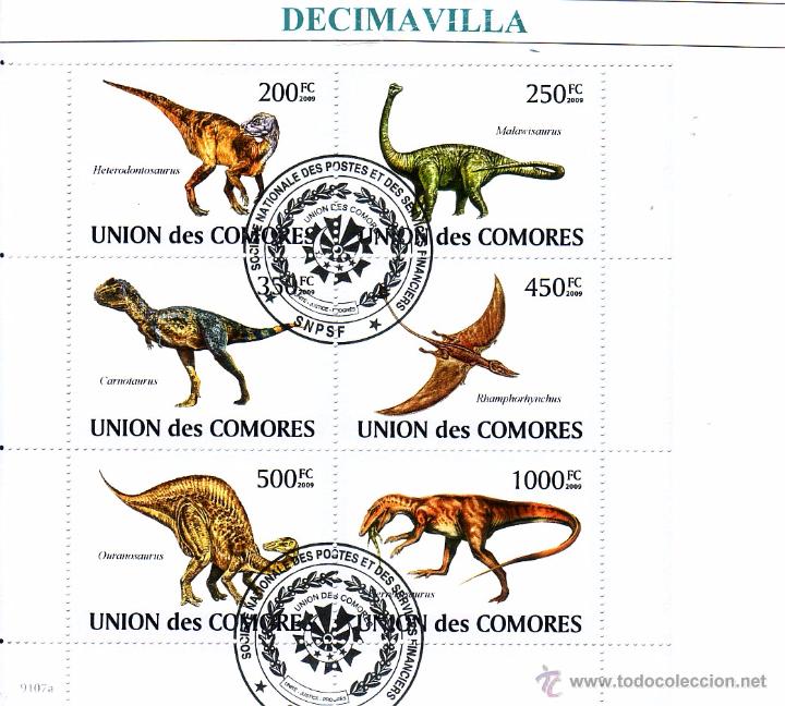 Sellos: L597, COMORES, 2009, DINOSAURIOS - Foto 1