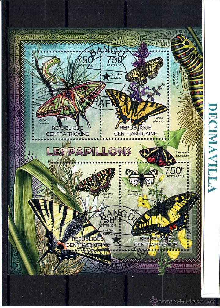 Sellos: L580, REP. CENTROAFRICANA, 2012, MARIPOSAS - Foto 1