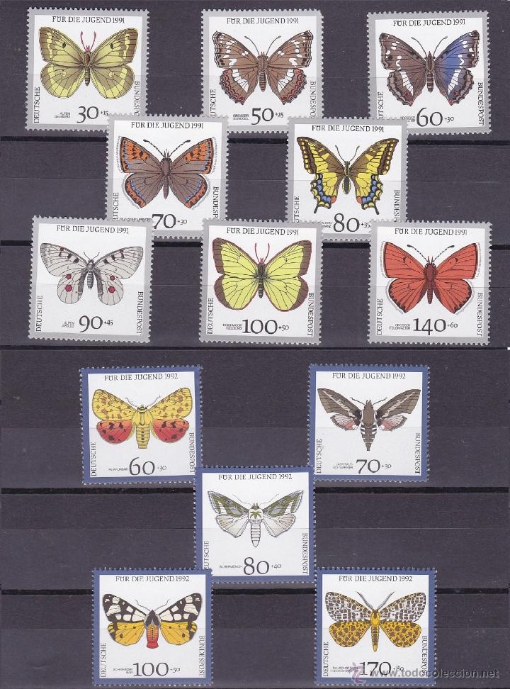Timbres: MARIPOSAS.ALEMANIA FEDERAL.1991/92.2 SERIES.Y.-1344/51-1430/34.NUEVAS.