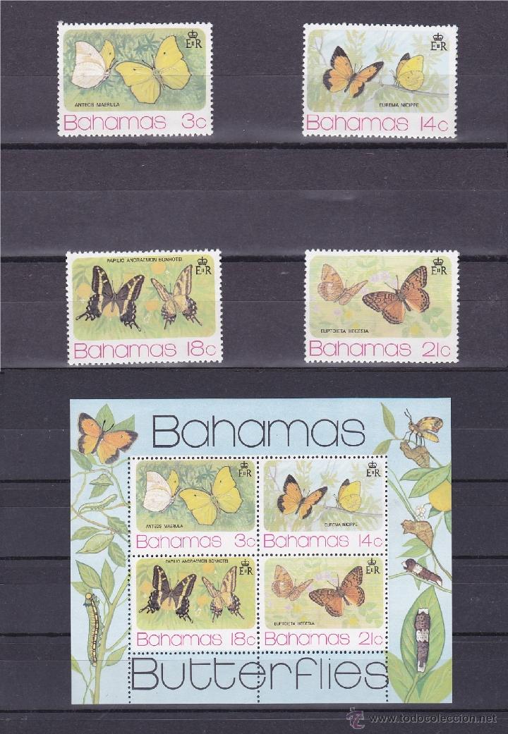 Timbres: BAHAMAS.1975.MARIPOSAS.1 SERIE Y 1 HB.Y.-358/361-HB-13.NUEVAS.