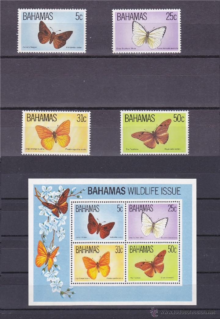 Timbres: BAHAMAS.1983.MARIPOSAS.1 SERIE Y 1 HB.Y.-539/542-HB-39.NUEVAS.