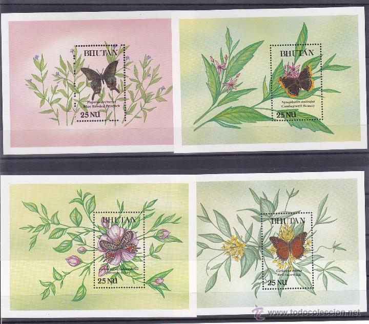 Selos: BHUTAN.1990.MARIPOSAS/FLORES.Y.-HB-197-199-210-217?.NUEVAS.