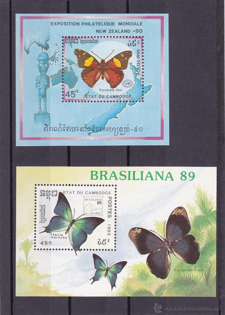 Sellos: CAMBOYA.1989-90.MARIPOSAS.Y.-HB-72-78.NUEVAS.