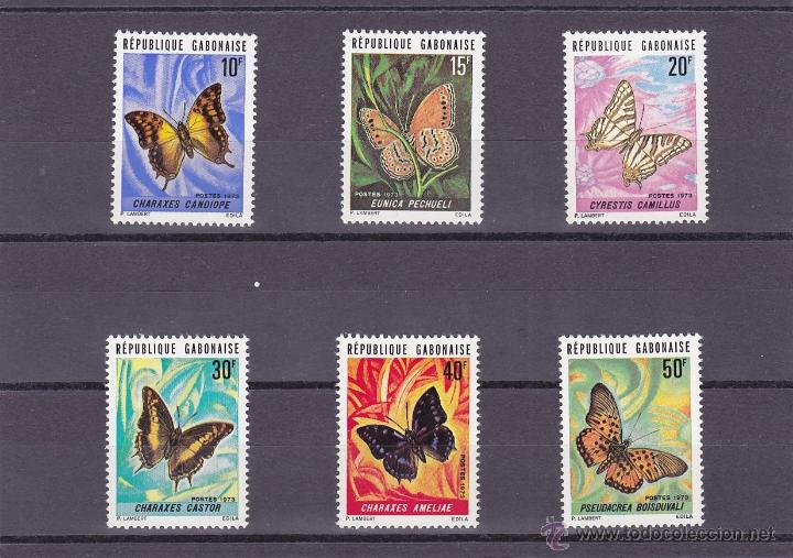 Sellos: GABON.1973.MARIPOSAS.Y.-304/309.NUEVO.
