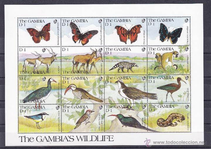 Timbres: GAMBIA.1991.MARIPOSAS/PAJAROS/FAUNA.Y.-999/1014.NUEVO.