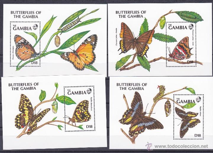 Sellos: GAMBIA.1991.MARIPOSAS.Y.-HB-108-125-148/49.NUEVO.