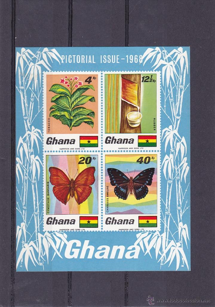 Timbres: GHANA.1968.MARIPOSAS/FLORES/FAUNA.Y.-HB-31.NUEVO.