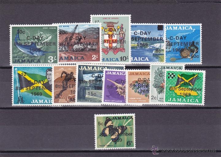 Sellos: JAMAICA.1969.MARIPOSAS/FLORES.Y.-289/301.NUEVO.